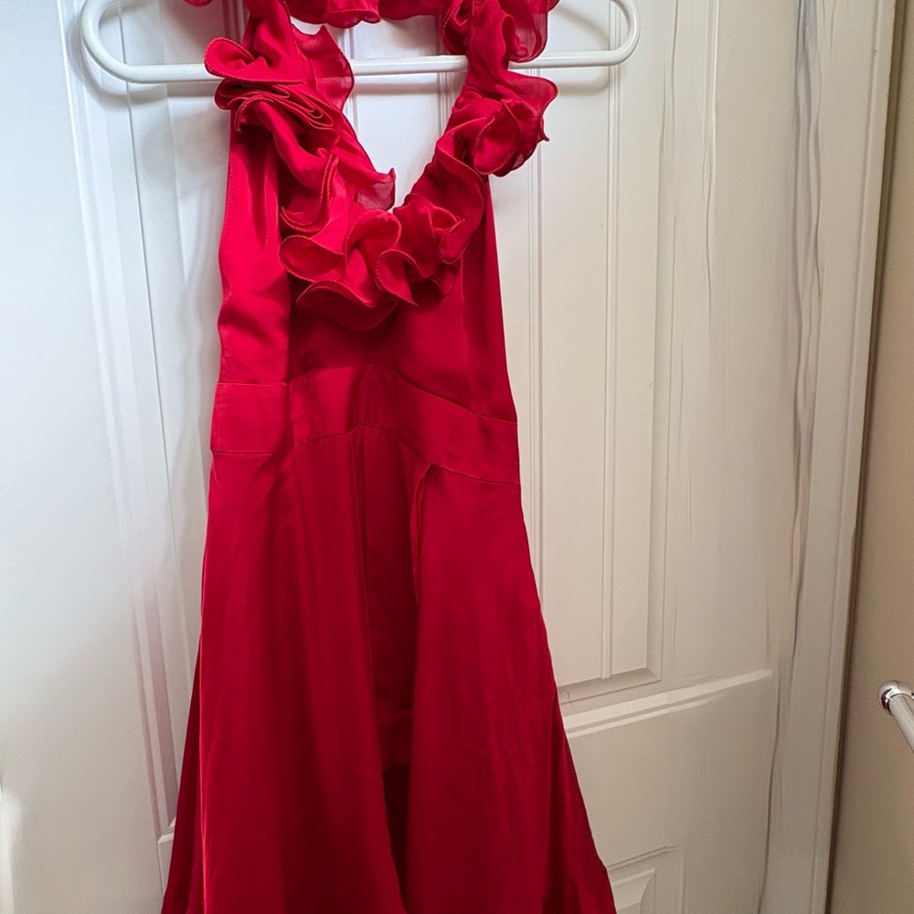 bebe Red Ruffled Mini Dress